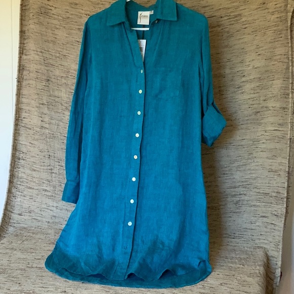 FINLEY 100% linen shirt dress. NWT - Picture 3 of 16